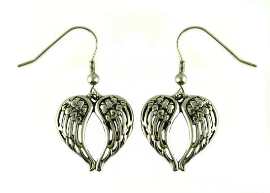 SK2390 Winged Heart Stainless Steel Earrings