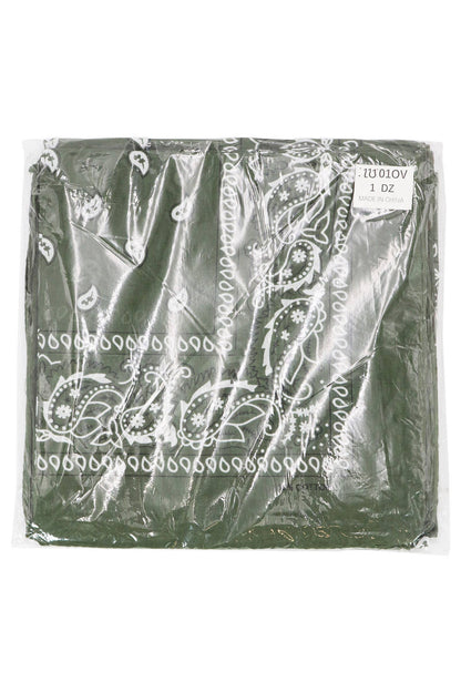 Classic Paisley Print Square Cotton Bandana: BLACK / ONE SIZE