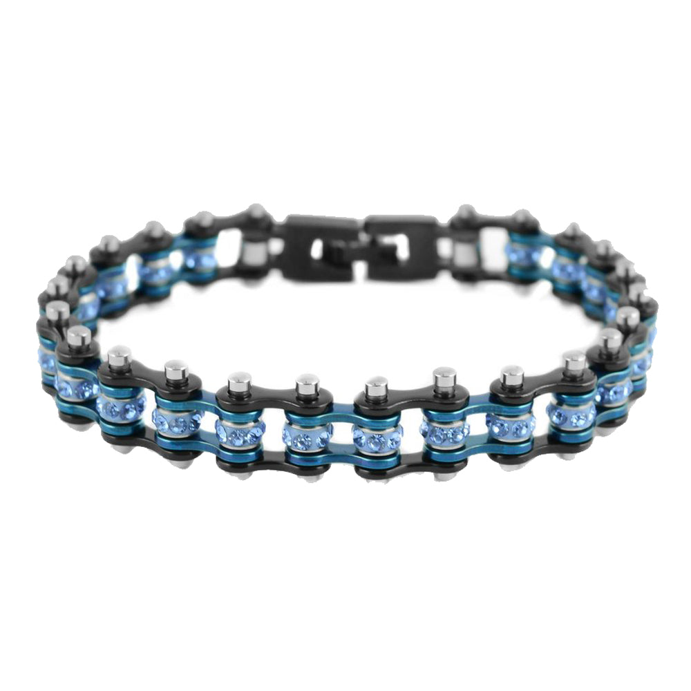 SK2202  Mini Size Two Tone Black Blue With Blue Crystal
