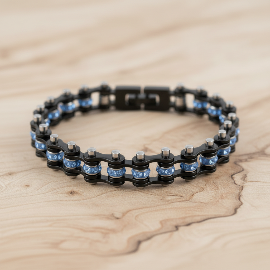 SK2202  Mini Size Two Tone Black Blue With Blue Crystal