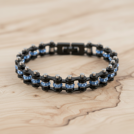 SK2202  Mini Size Two Tone Black Blue With Blue Crystal
