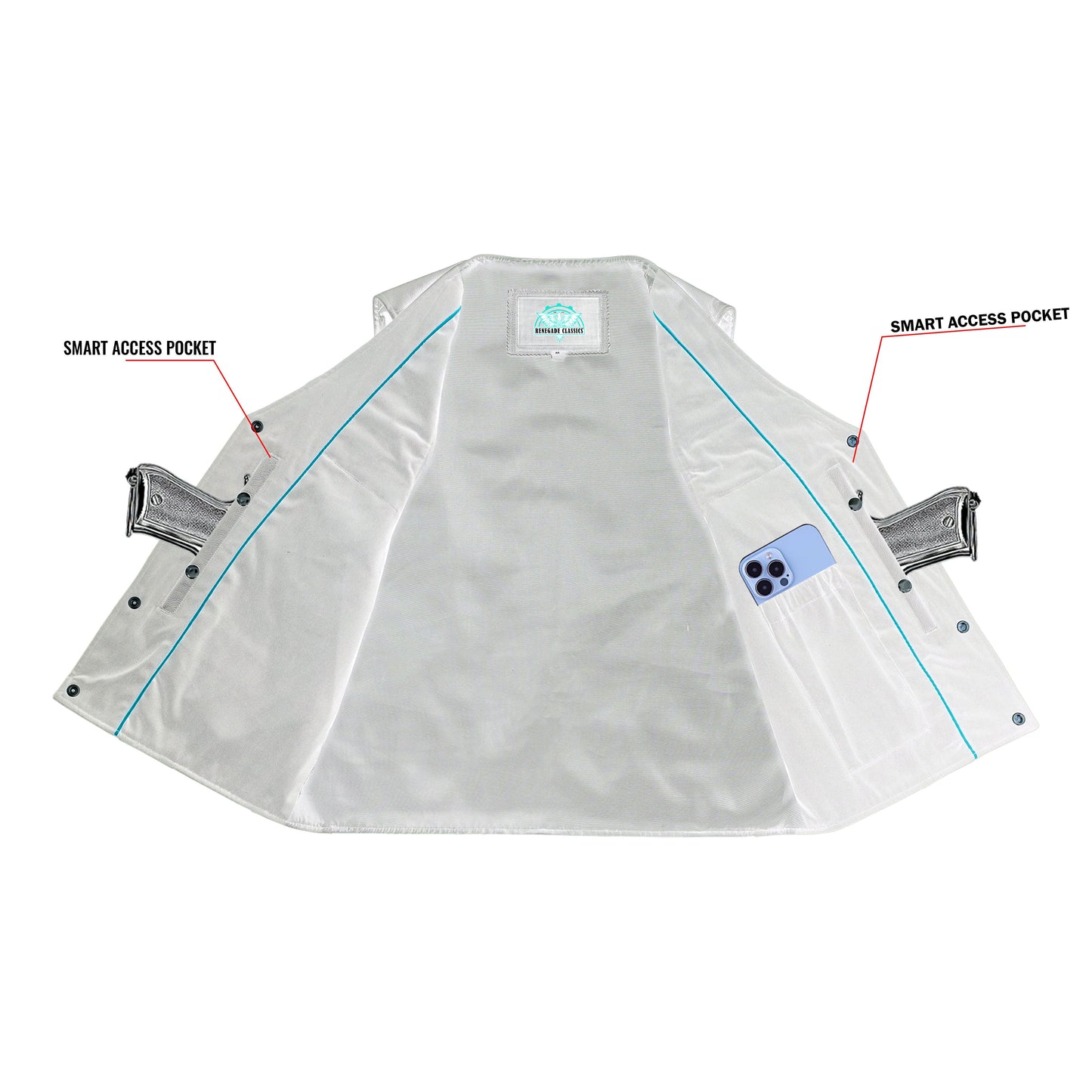 Buffalo Nickel Black Leather Vest for Men - Customizable Back & Satin Liner