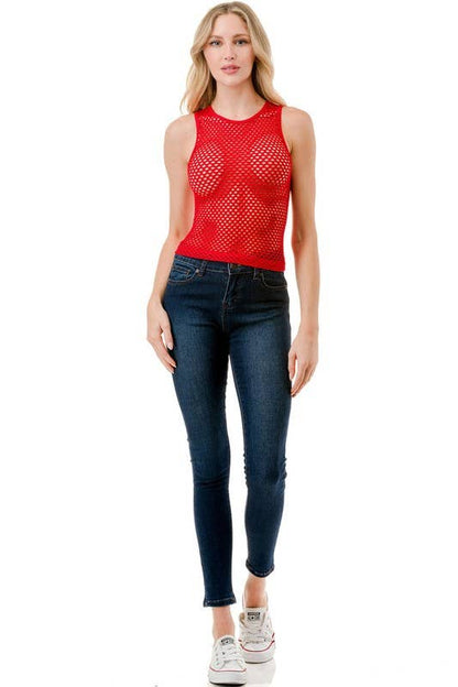 NT74 FISHNET TANK TOP: White