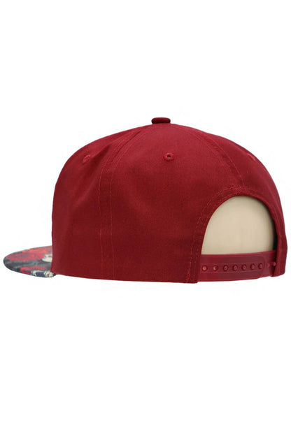 Marijuana Sugar Skull Rose Print Cotton Snapback: Black