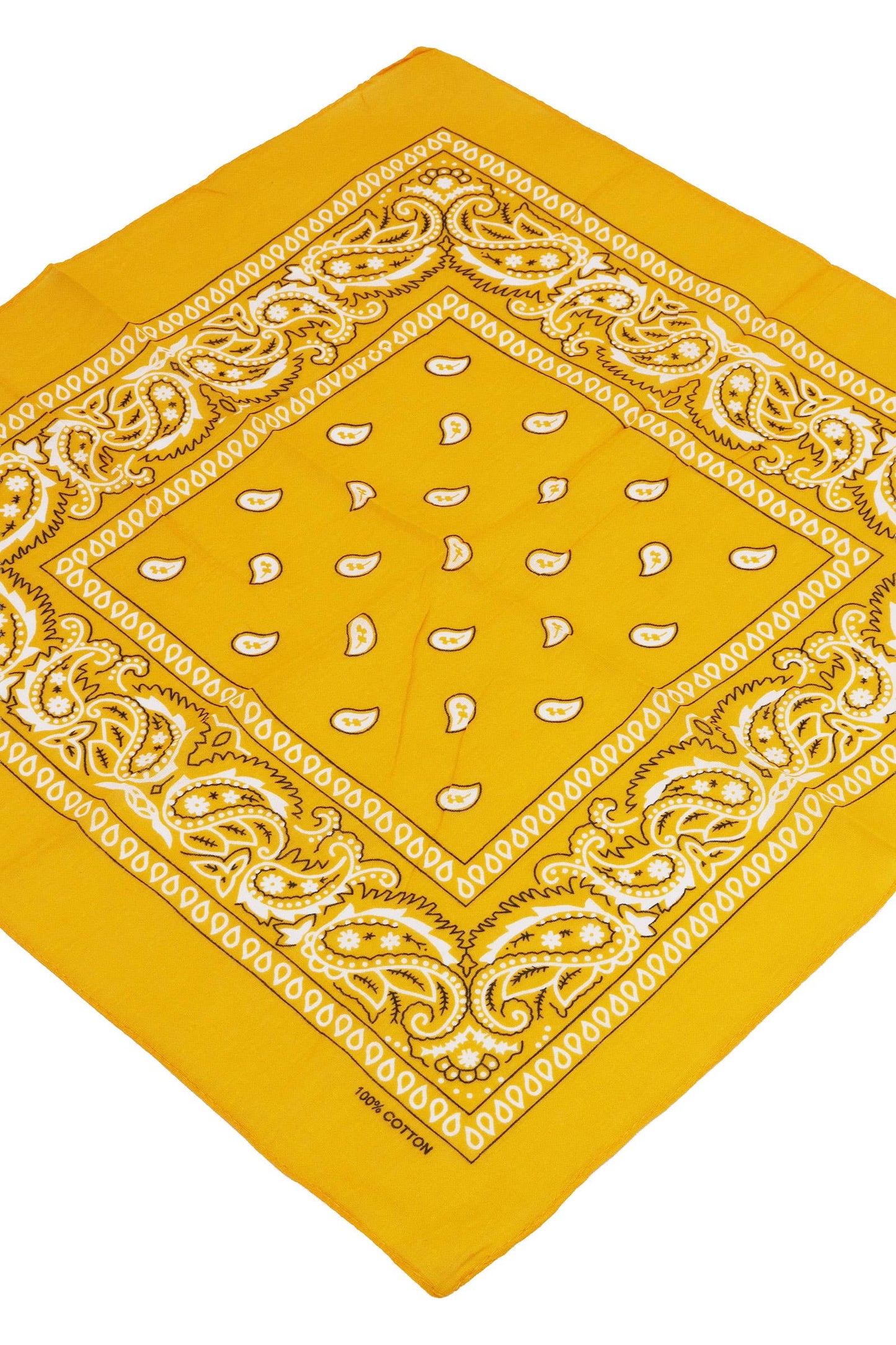 Classic Paisley Print Square Cotton Bandana: BLACK / ONE SIZE