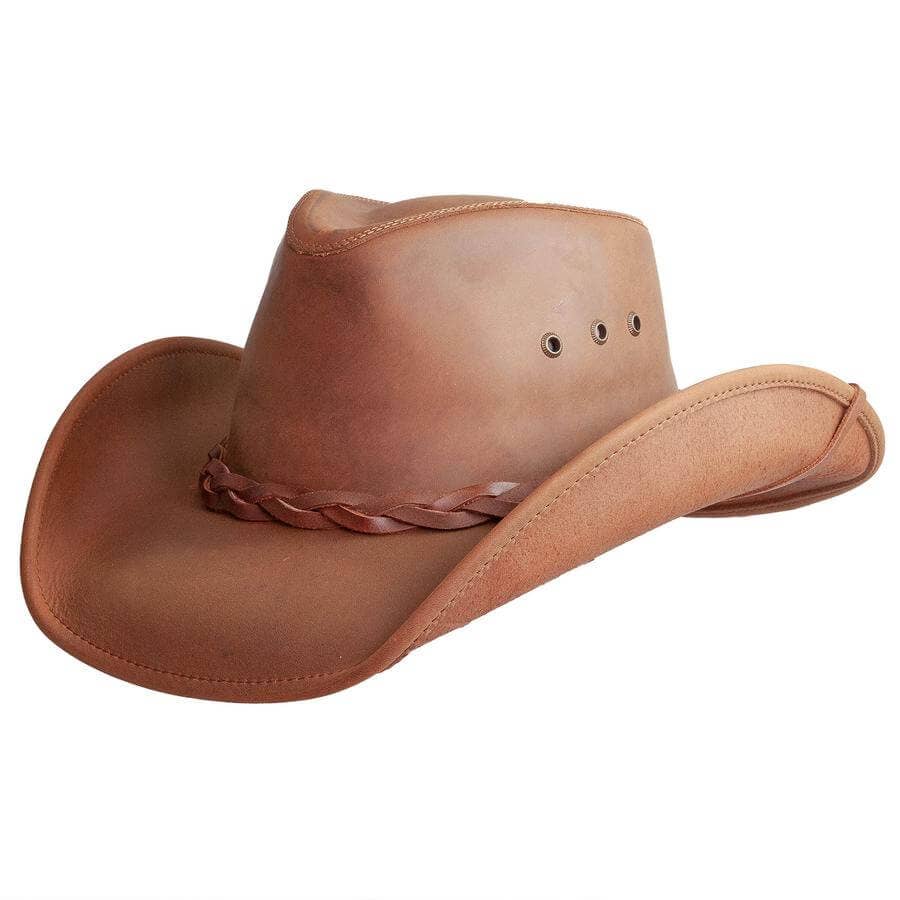 Genuine Leather Western Hat - Style Hollywood: Black / LG