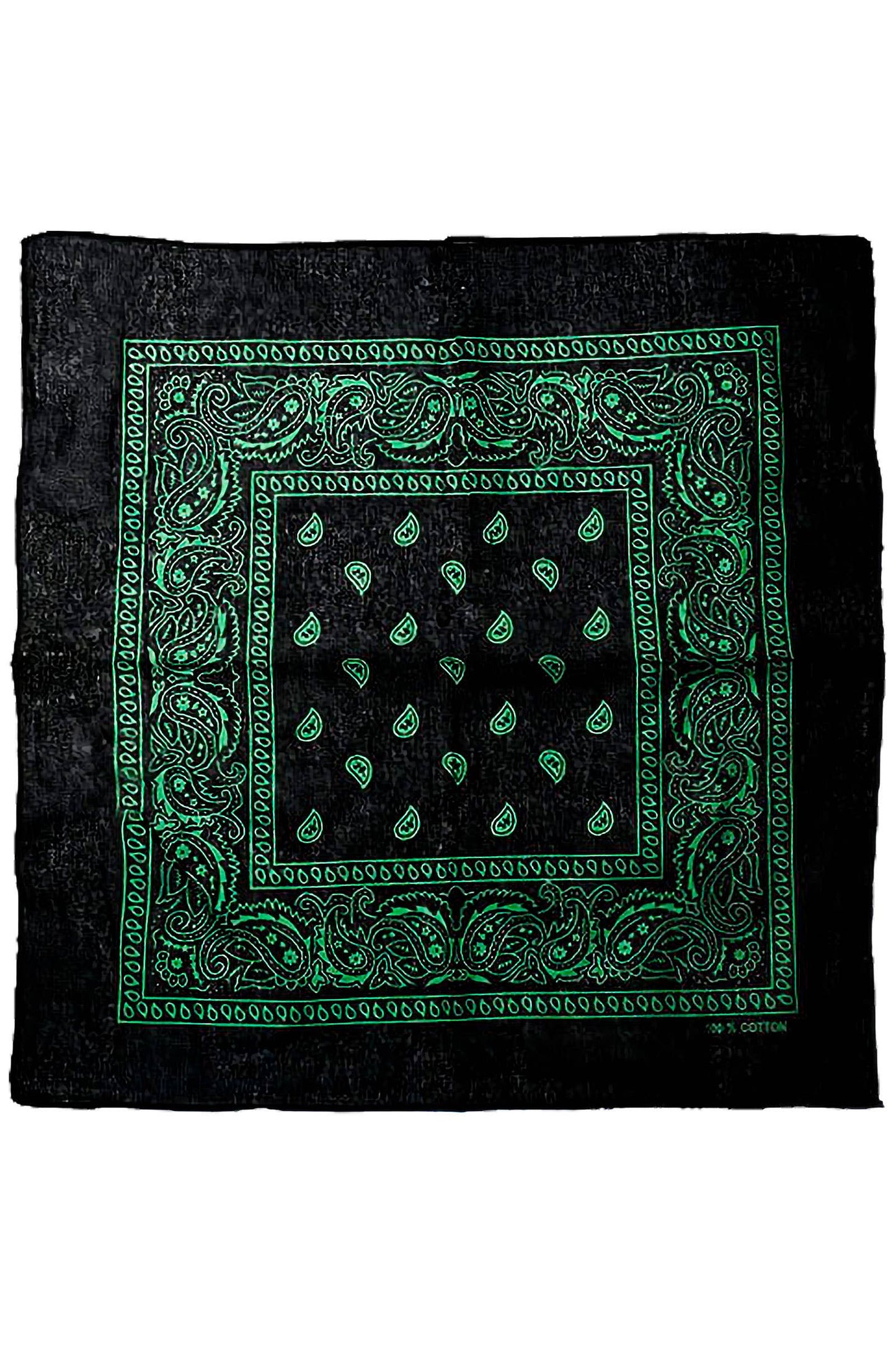 Classic Paisley Print Square Cotton Bandana: BLACK / ONE SIZE