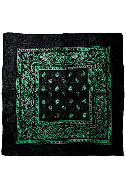 Classic Paisley Print Square Cotton Bandana: BLACK / ONE SIZE