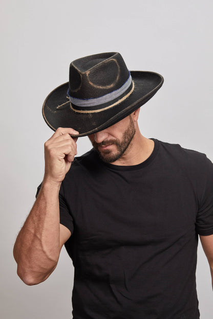 Crushable Wool Felt Teardrop Fedora Hat - Style Small Town: Black / MD
