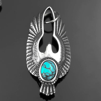Vintage Men's Imitation Blue Turquoise Eagle Necklace
