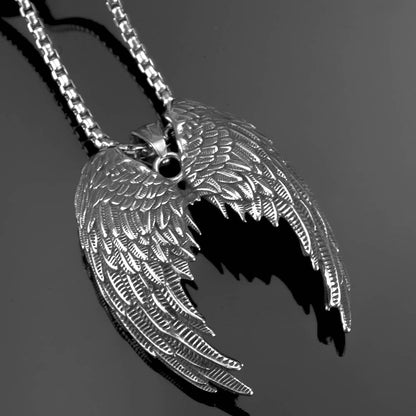 Vintage Angel Wings Stainless Steel Necklace
