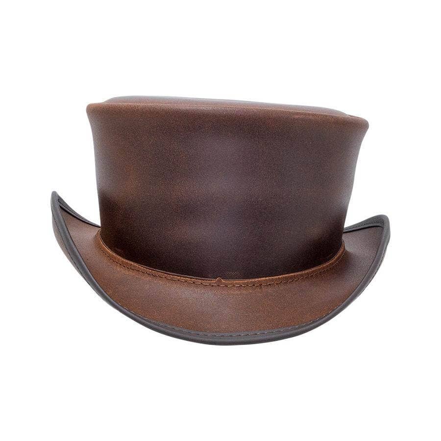 Genuine Leather Top Hat - Style Marlow Unbanded: Burnt Honey / XL