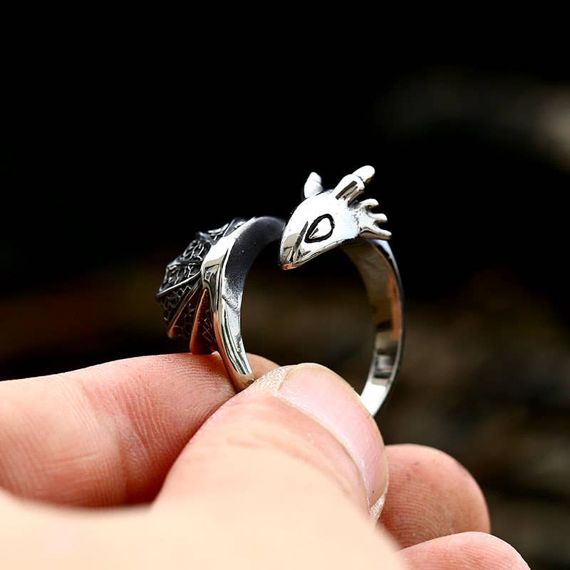 Men's Cast Dragon Ring: 11