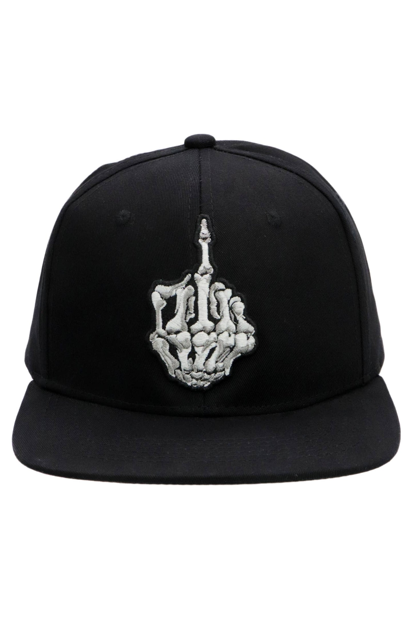 Middle Finger Up Skeleton Cotton Snapback: GRAY/BLACK / ONE SIZE