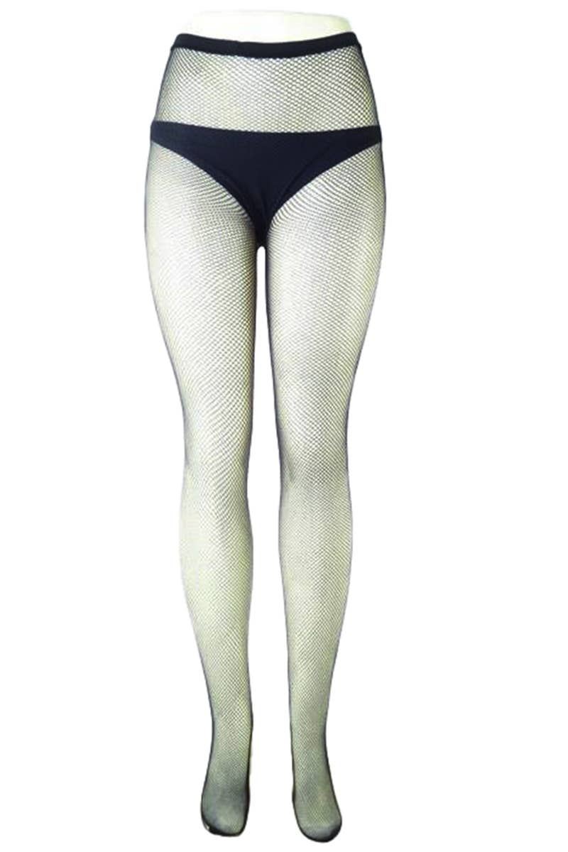 High Rise French Cut Fishnet Sheer Tight Pantyhose: Black