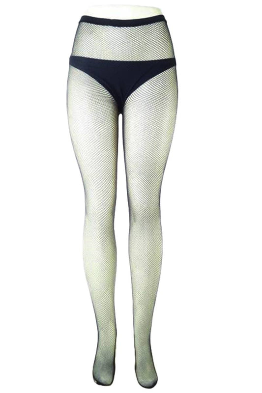 High Rise French Cut Fishnet Sheer Tight Pantyhose: Black