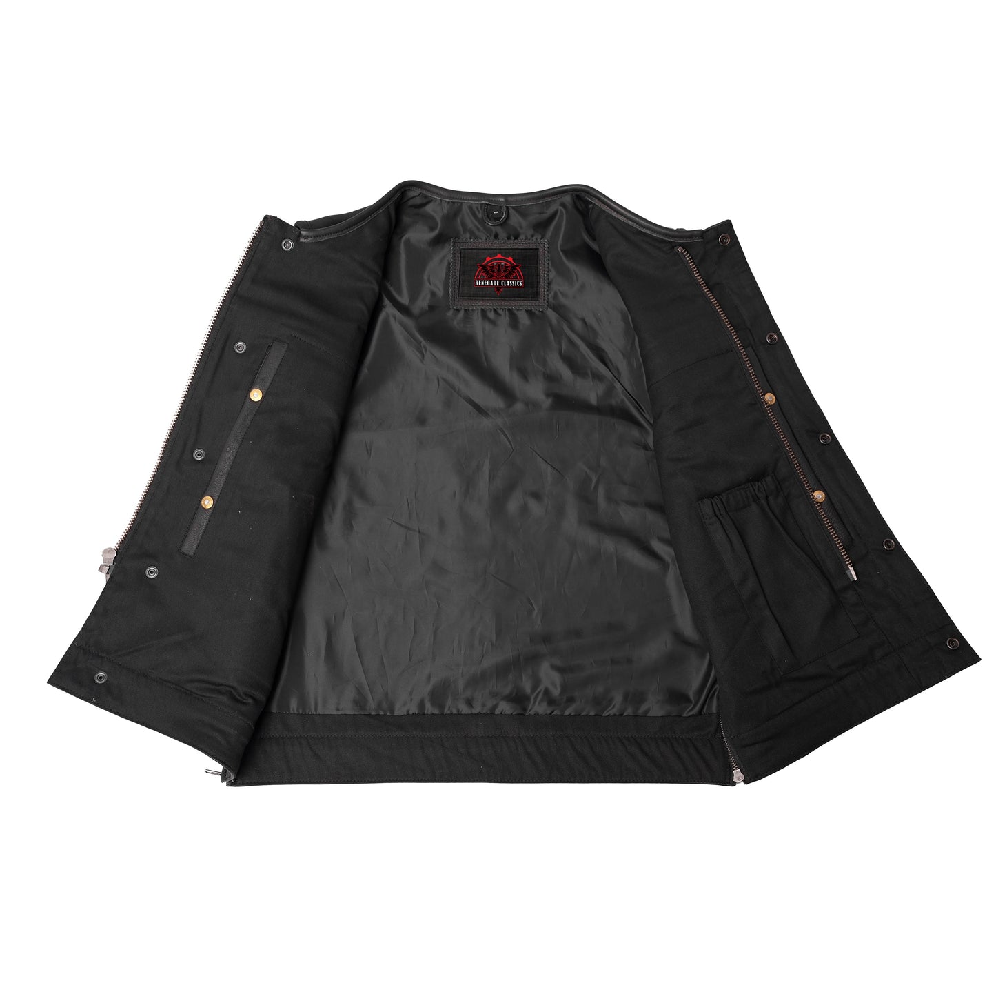 Men's Black Leather Motorcycle Vest with Upgraded Style