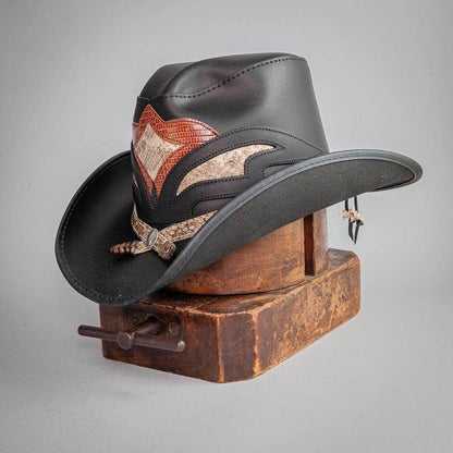 Leather Rattlesnake Cowboy Hat - Style Storm: Black / XL