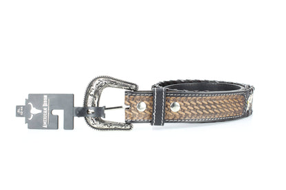 Floral Belt | White Painted Flowers & Whipstitch ABB-14-121