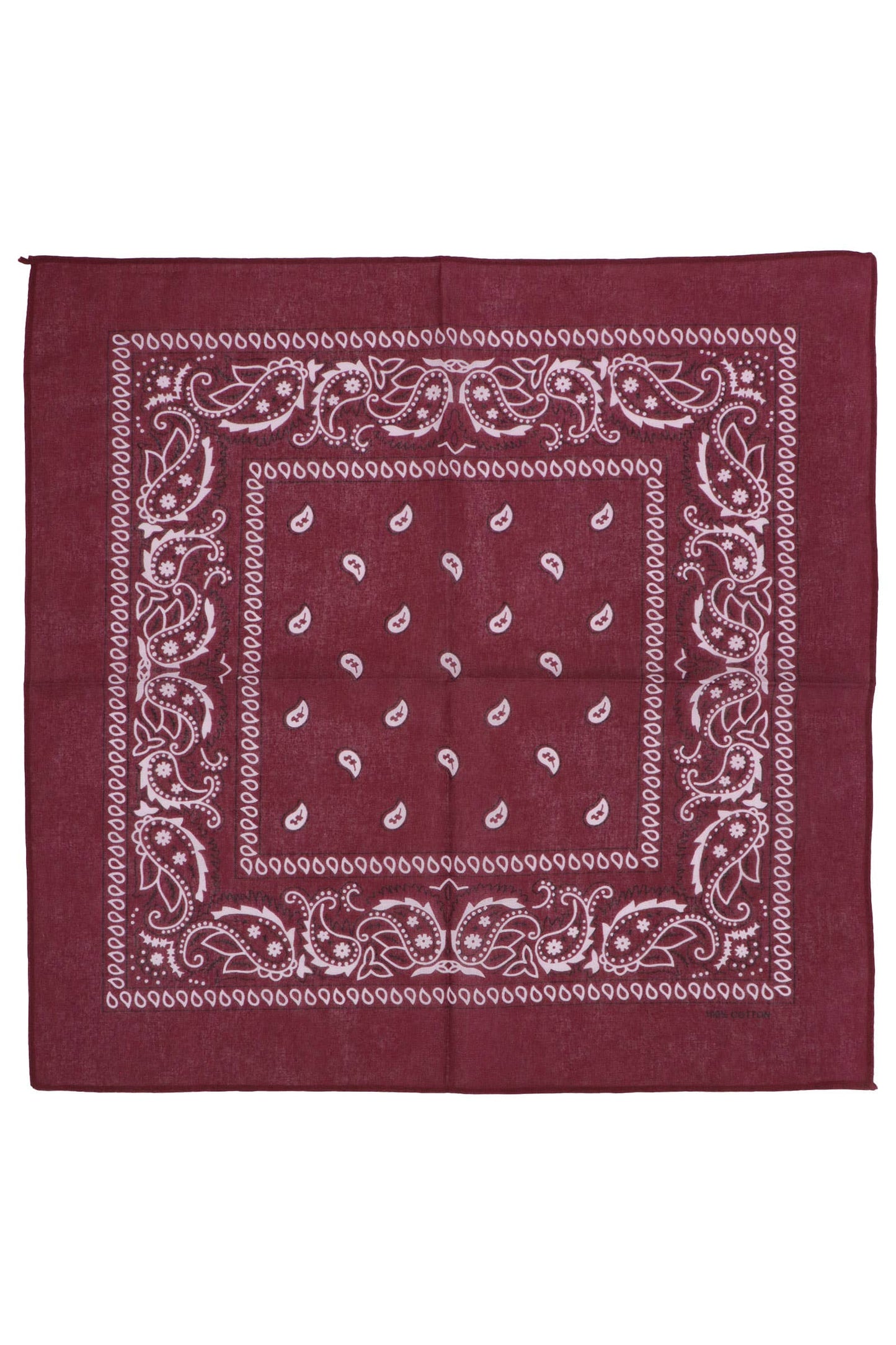 Classic Paisley Print Square Cotton Bandana: BLACK / ONE SIZE