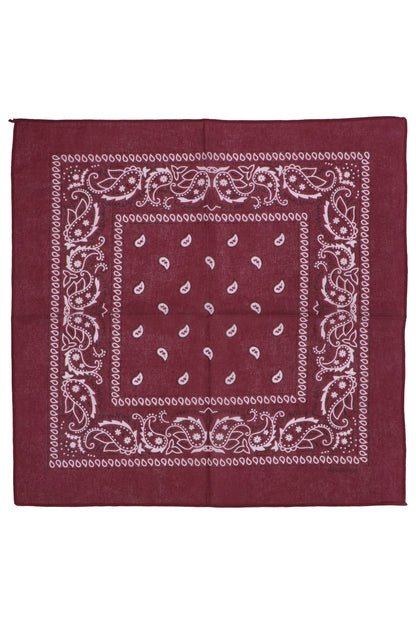 Classic Paisley Print Square Cotton Bandana: BLACK / ONE SIZE