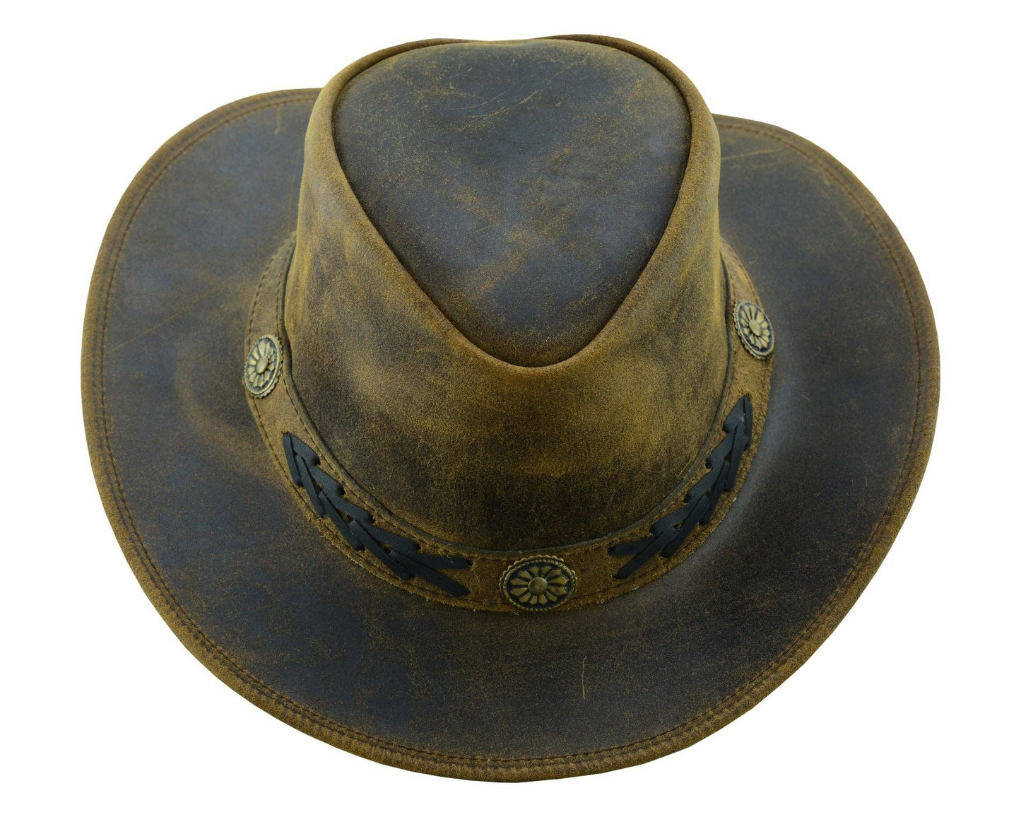 Sahara Leather Hats Western Style for Men and Women shapeabl: Tan Brown / S