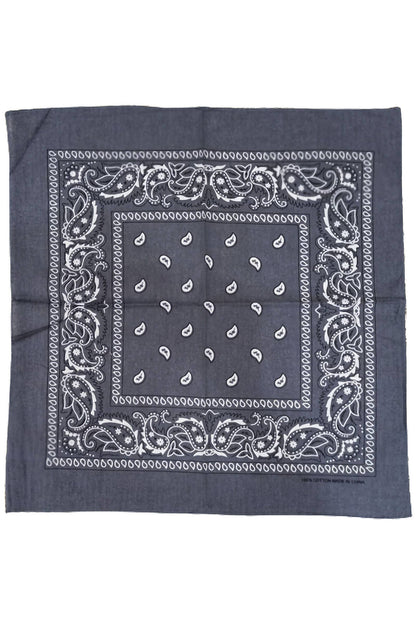 Classic Paisley Print Square Cotton Bandana: BLACK / ONE SIZE