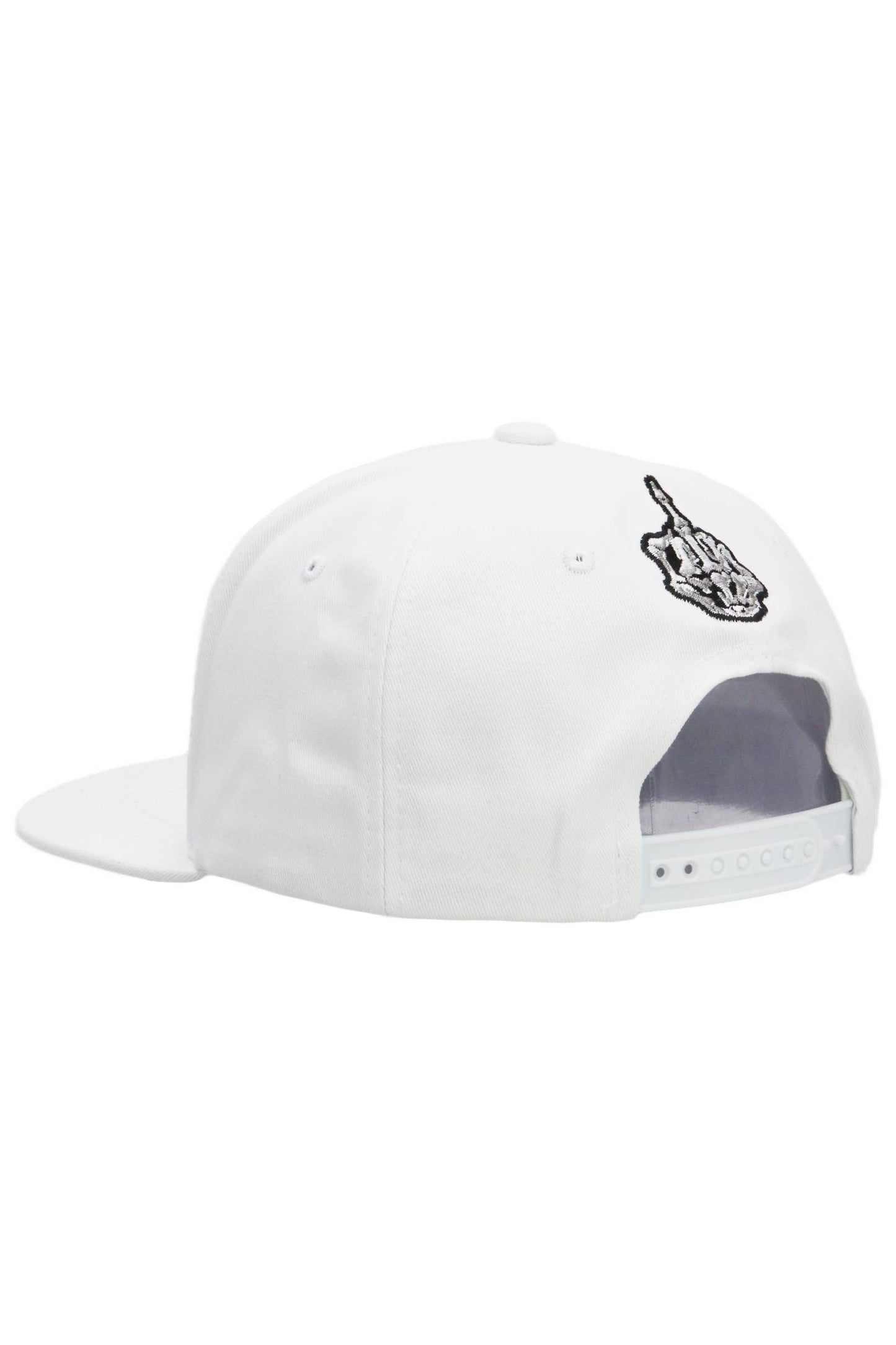 Middle Finger Up Skeleton Cotton Snapback: WHITE/RED / ONE SIZE