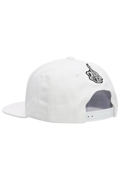 Middle Finger Up Skeleton Cotton Snapback: WHITE/BLACK / ONE SIZE