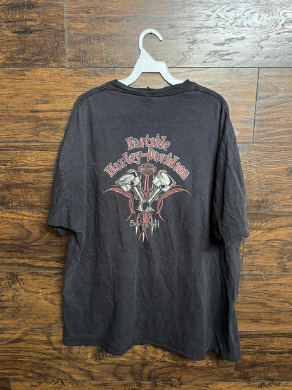 Y2K Faded Harley Davidson Pocket Tee Bellevue Bike Motor 2XL