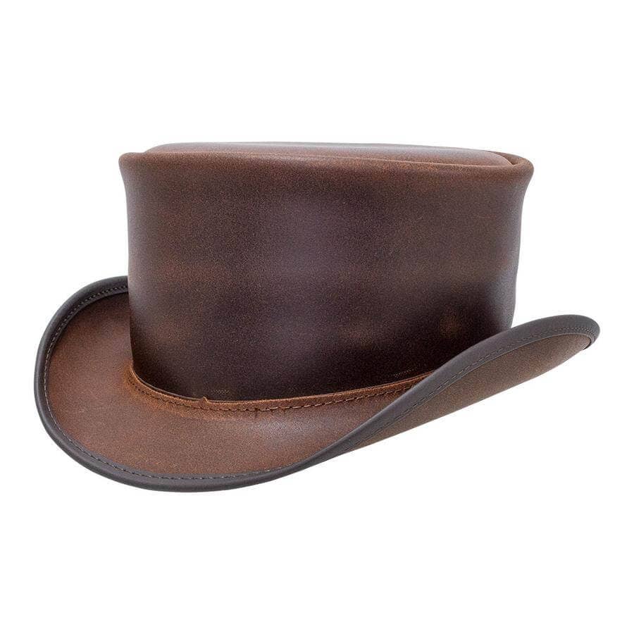 Genuine Leather Top Hat - Style Marlow Unbanded: Burnt Honey / XL
