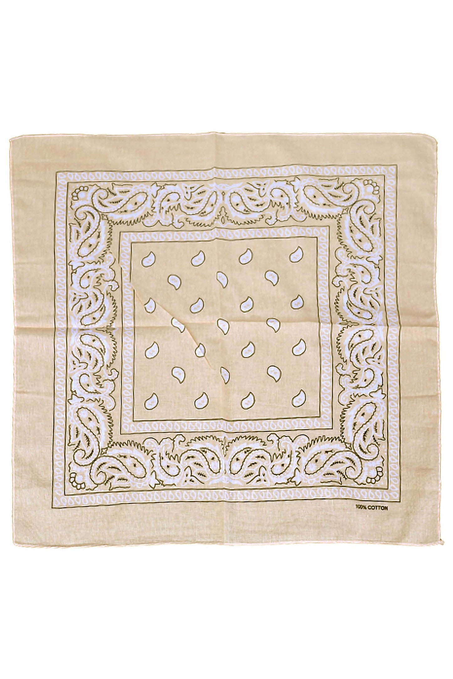 Classic Paisley Print Square Cotton Bandana: BLACK / ONE SIZE