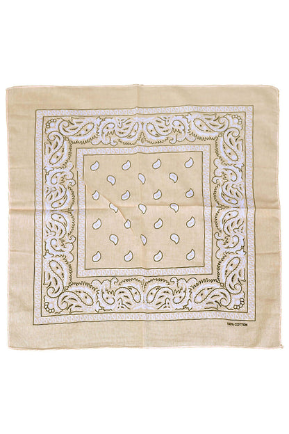 Classic Paisley Print Square Cotton Bandana: BLACK / ONE SIZE