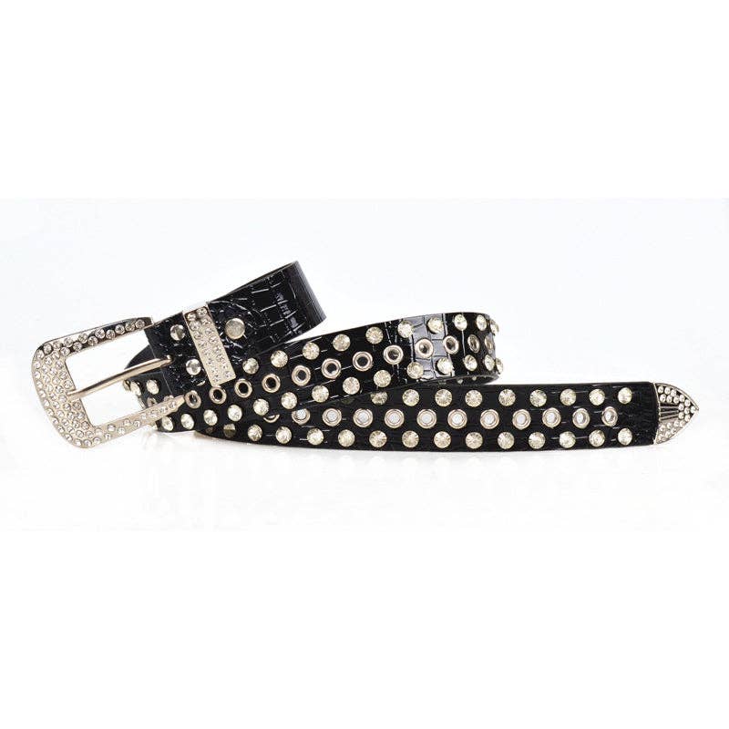 Fashion Shiny Rhinestone Women's Belt: Red / One Size