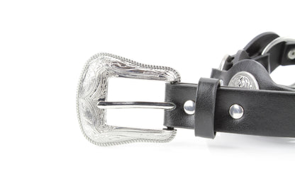 Women’s Black Concho Belt Sunburst Brass ABLB 37-2560