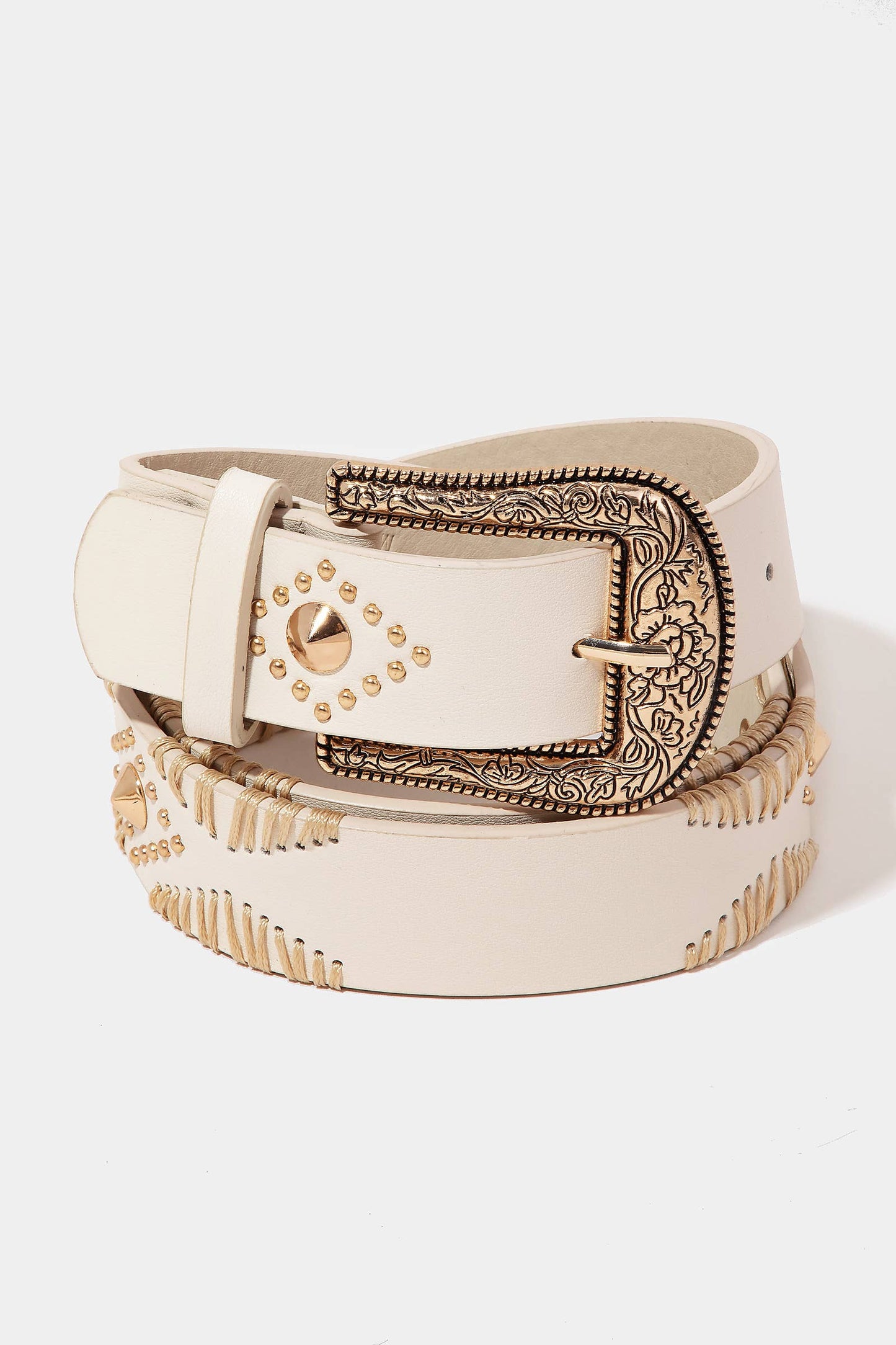 Western Floral Etched Buckle Belt: SBK