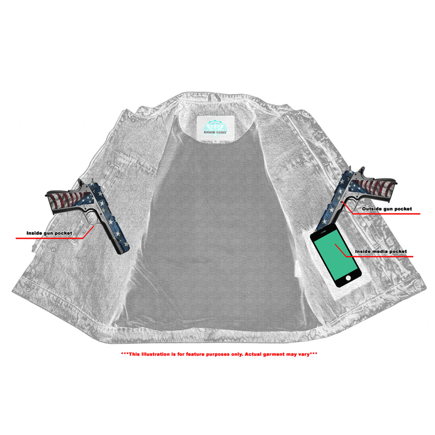 Men's Blue Denim Motorcycle Vest with Lace & Pockets