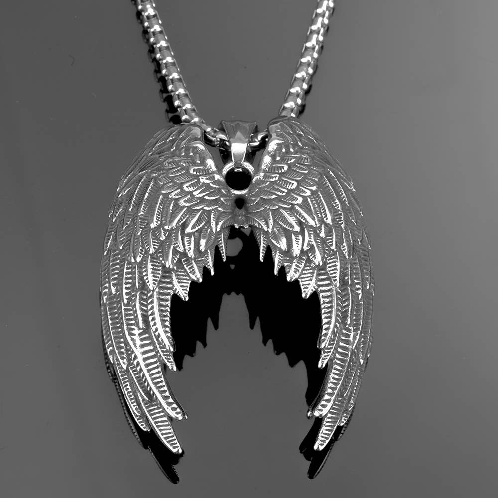 Vintage Angel Wings Stainless Steel Necklace
