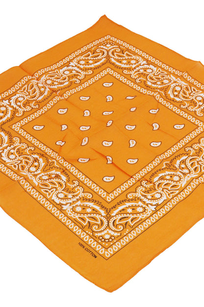 Classic Paisley Print Square Cotton Bandana: BLACK / ONE SIZE
