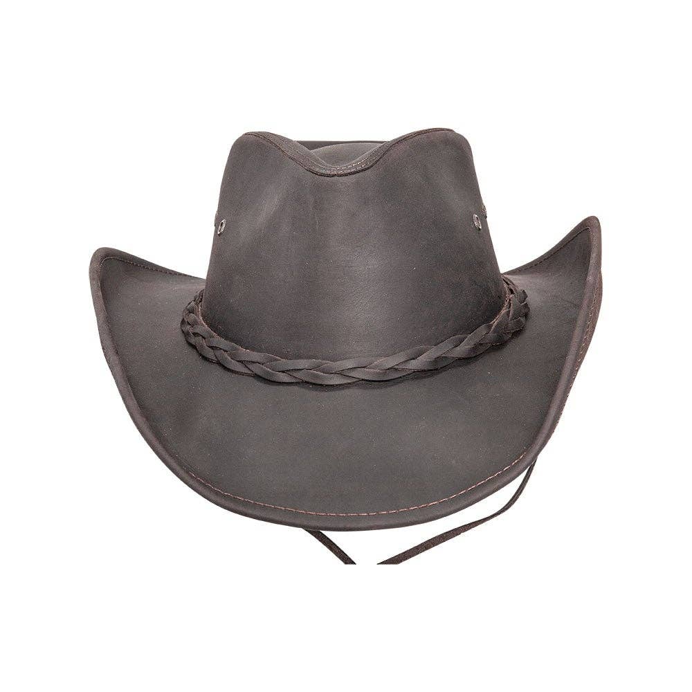 Genuine Leather Western Hat - Style Hollywood: Black / LG