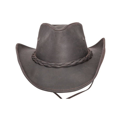 Genuine Leather Western Hat - Style Hollywood: Black / LG