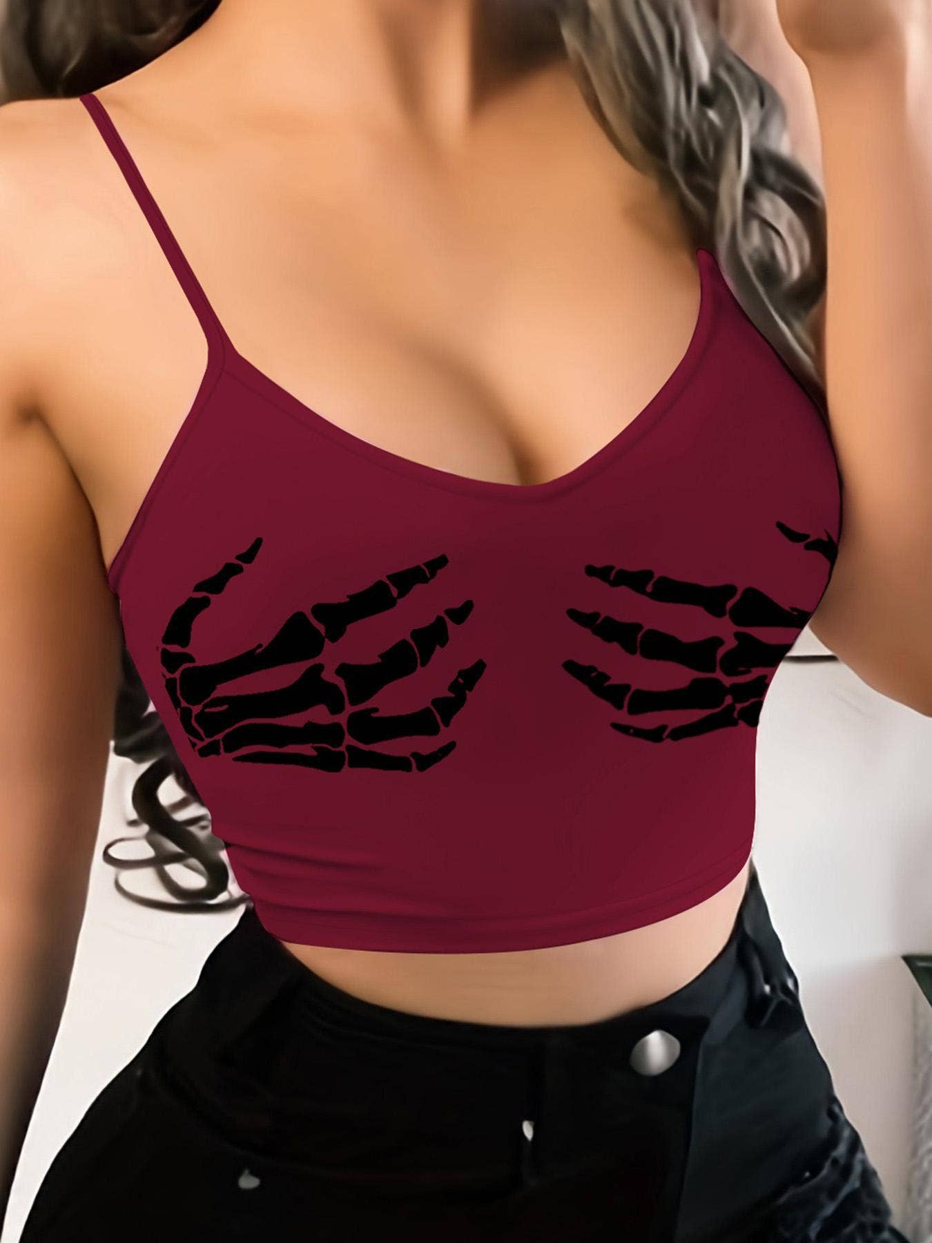 Devil's Claw Printed Sheath Bustier Tank Top: Black_Claw / S
