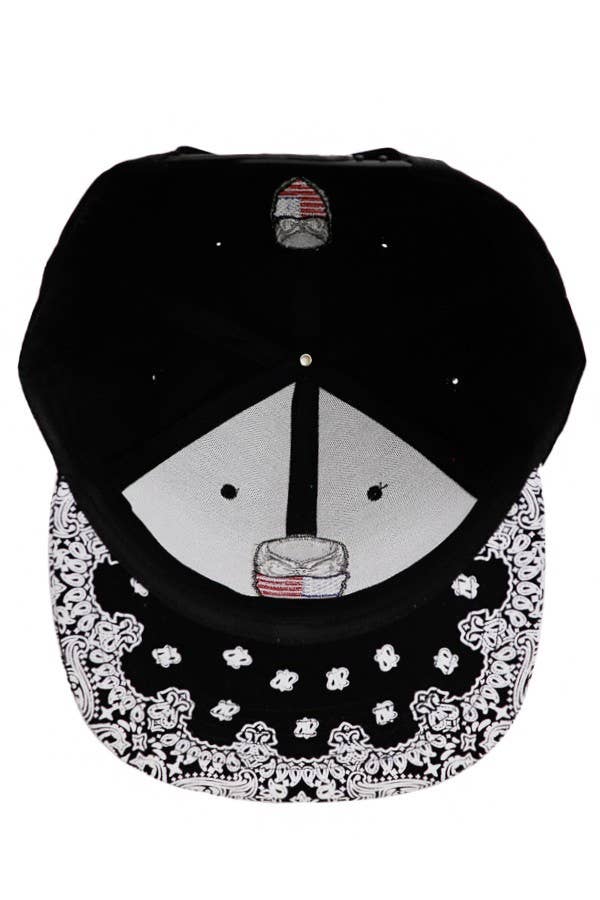 American Flag Skull Snapback: White