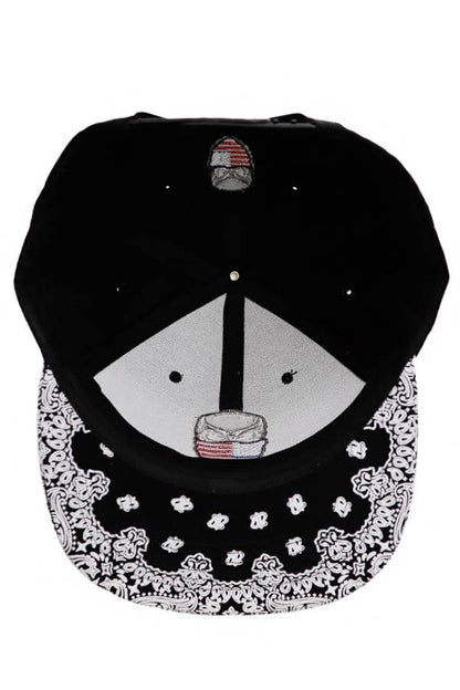 American Flag Skull Snapback: White