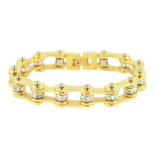 SK1853 Wide All Yellow Tone White Crystal Rollers Ladies