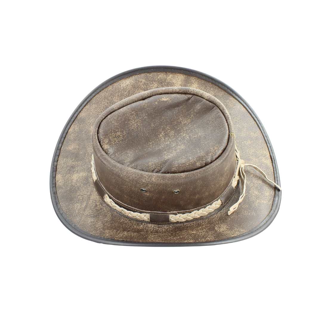 American Bison Crushable Cowboy Hat with Braided Hat Band: Brown / Small