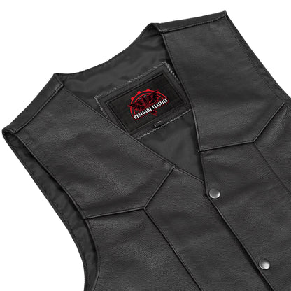 Men's Traditional Leather side lacing Vest - Black