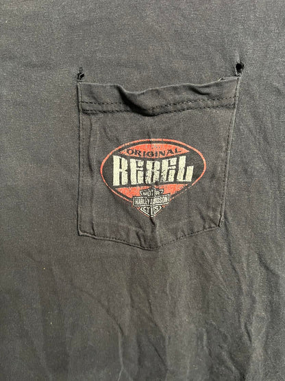 Y2K Faded Harley Davidson Pocket Tee Bellevue Bike Motor 2XL