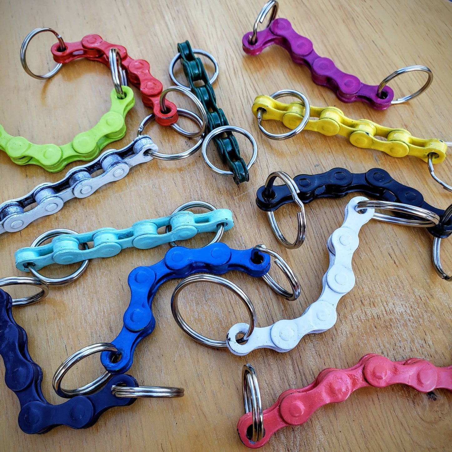 Bicycle Connecting Keychains w/ Upcycled Bike Chain: Assorted / Keyring