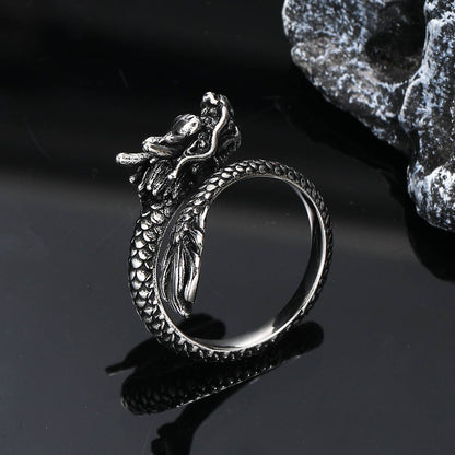 Vintage High-Grade Dragon Titanium Steel Ring: Yellow Gold / 10